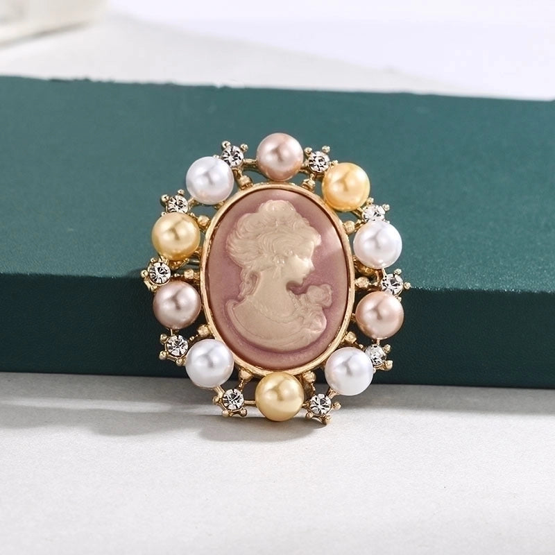 Retro Pin Portrait Alloy Plating Rhinestones Women’S Brooches