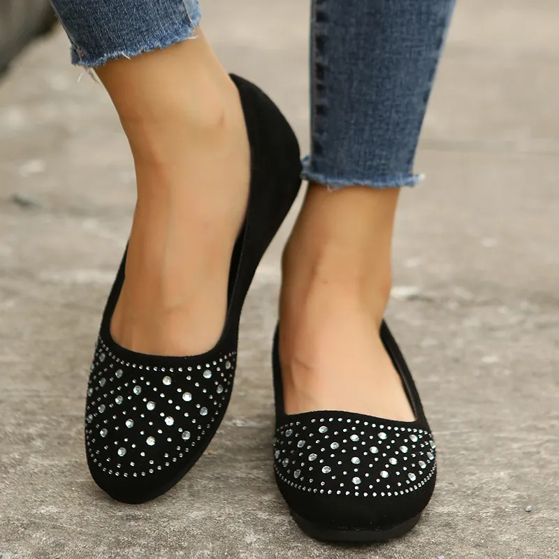 Churchf Churchf Large Size Round Head Casual Single Shoes 2023 New Fashion Middle Diamond Flat Work Beans Single Shoes