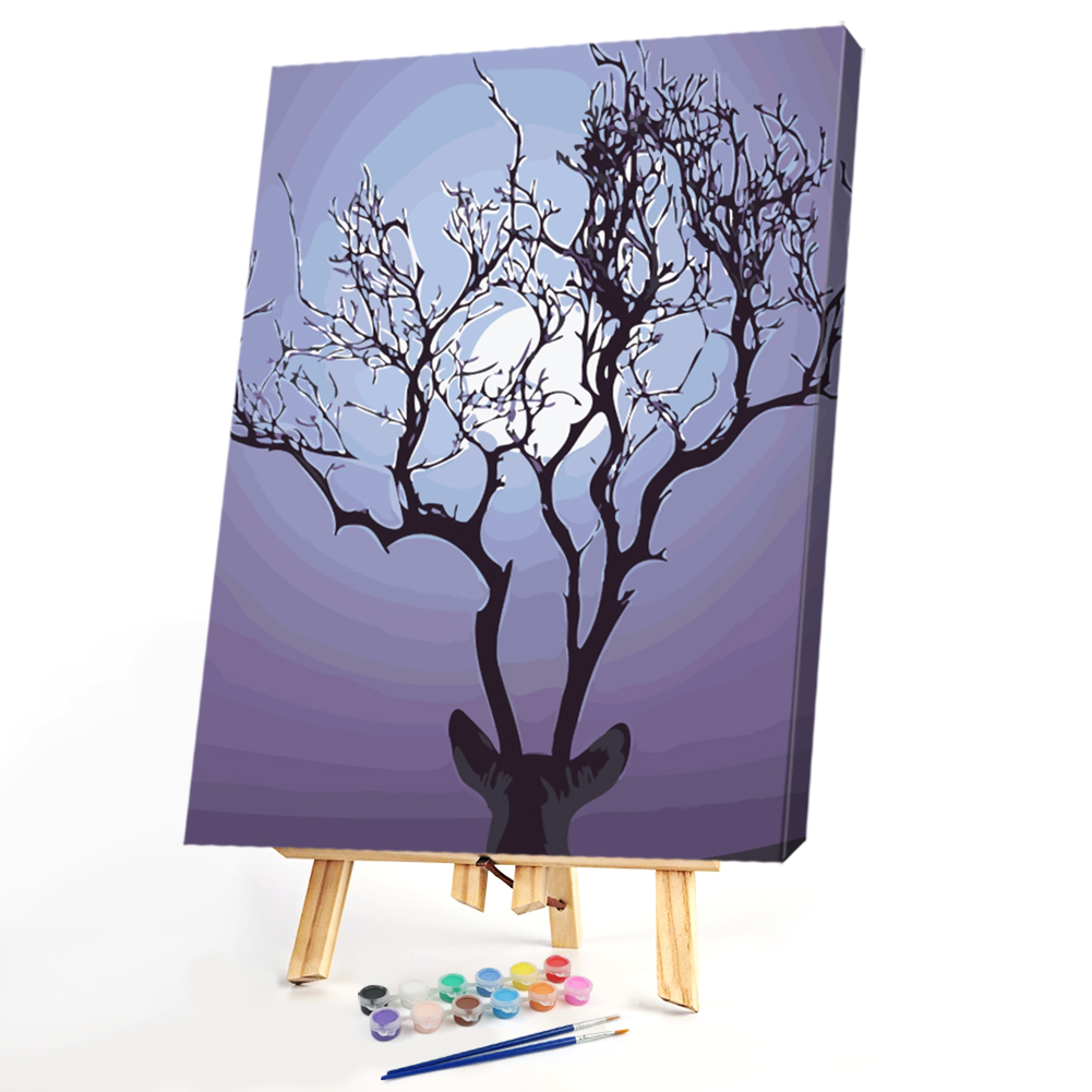 

40*50CM Paint By Numbers-Antlers Under Moon, 501 Original