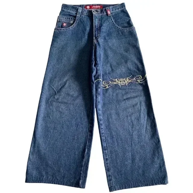 Aonga 90s Streetwear Streetwear New Y2K Jeans Harajuku Hip Hop Retro oversize Graphic Printing Baggy Jeans Denim Pants Men Women Goth Wide Trousers aonga