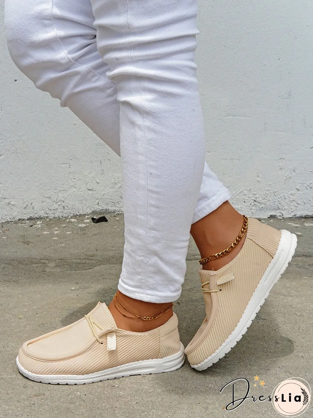 Casual Light Lace Up Flats Canvas Shoes