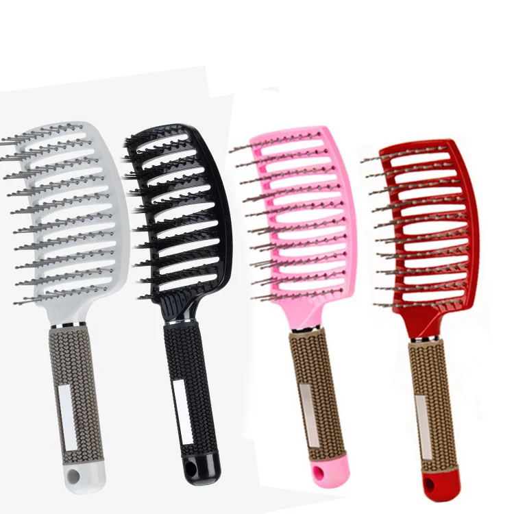 Big curved hairdressing comb bristle straight hair comb plastic curly hair wig comb