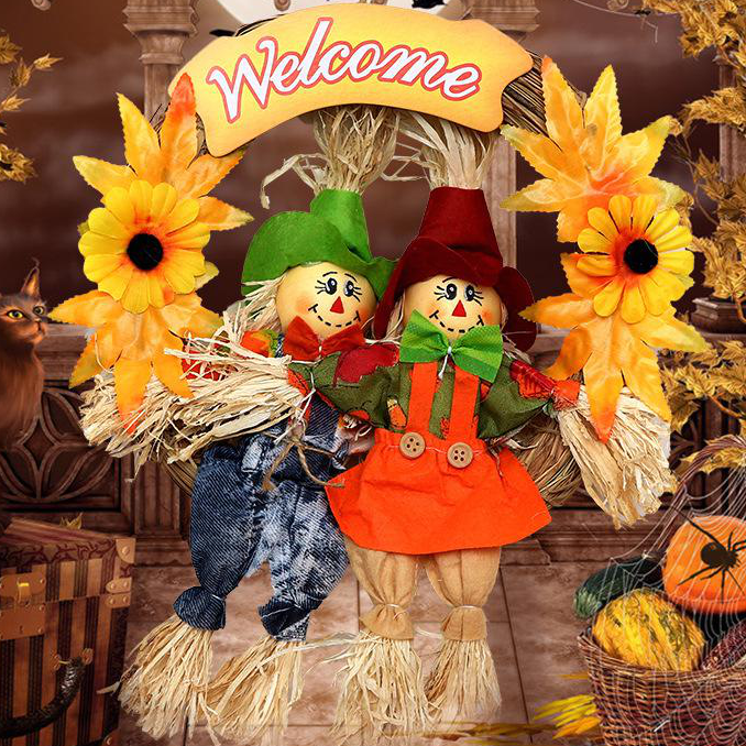 Couple Scarecrow Wreath Autumn Wreath | AvasHome