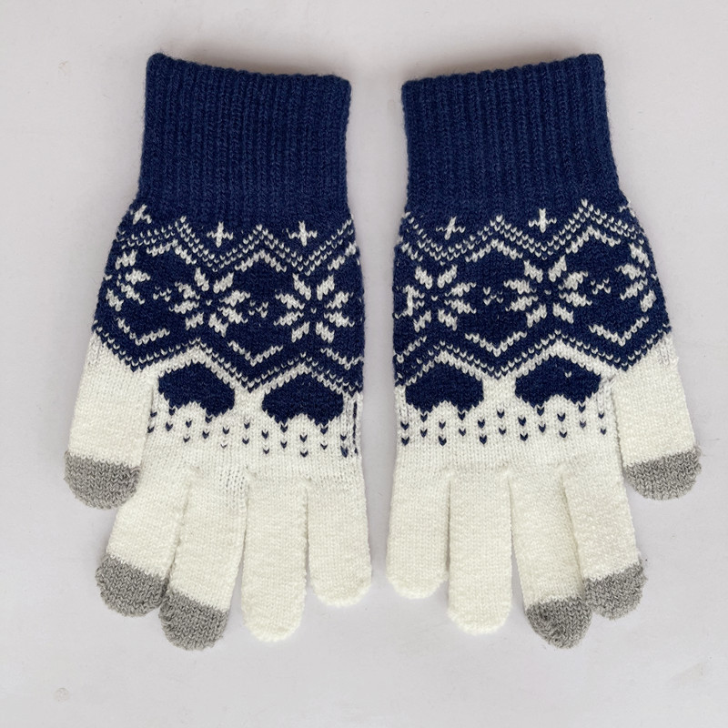 Christmas Red Wool Knitted Snowflake Love Gloves 2024 - Flycurvy 