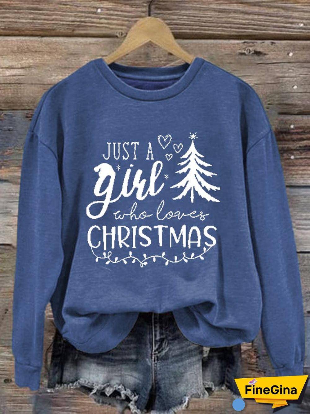 Women's Just A Girl Who Loves Christmas Print Long Sleeve Sweatshirt