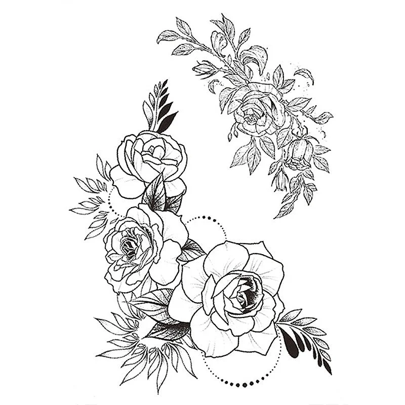 1 PC Fashion Women Girl Temporary Tattoo Sticker Black Roses Design Full Flower Arm Body Art Big Large Fake Tattoo Sticker