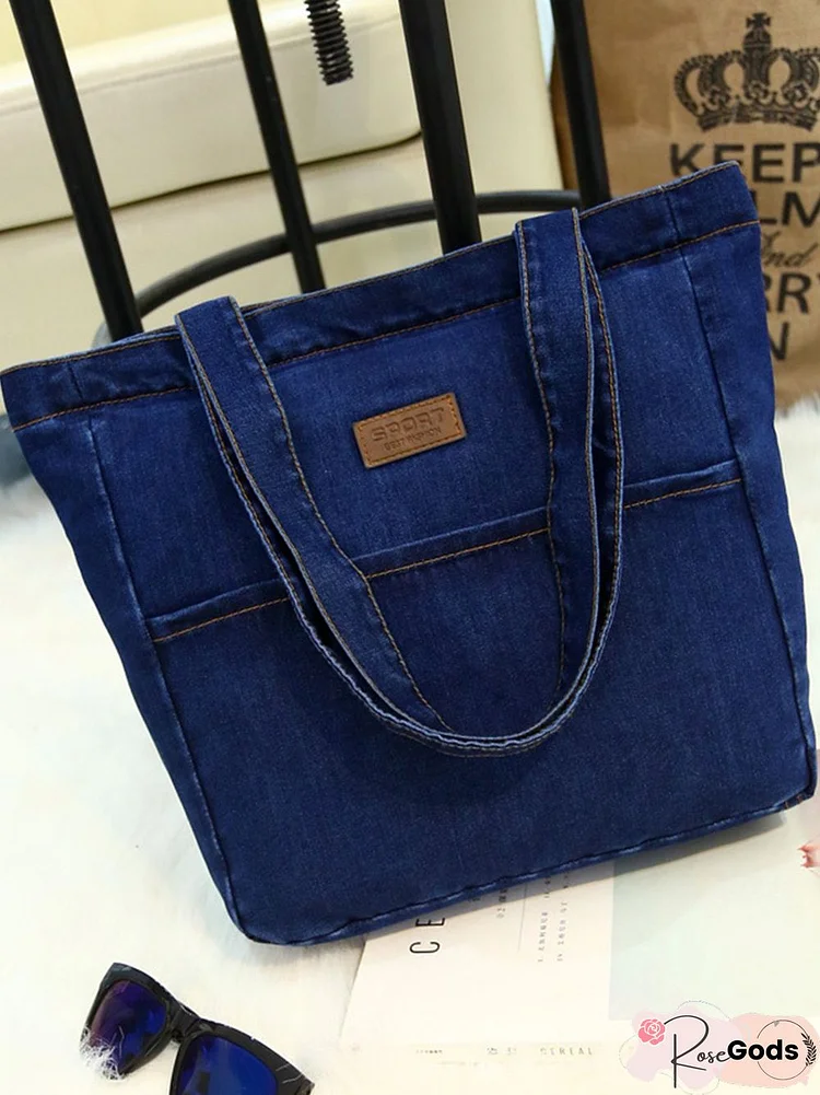 Simple Casual Denim Shoulder Bag