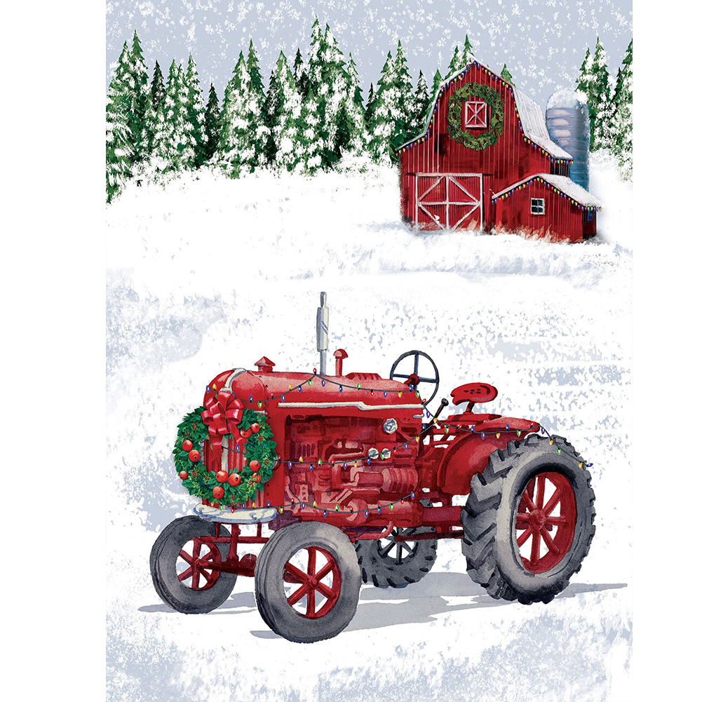 

(Multi-Size) Christmas Tractor - Round/Square Drill Diamond Painting - 30*40CM, Square diamond, 501 Original