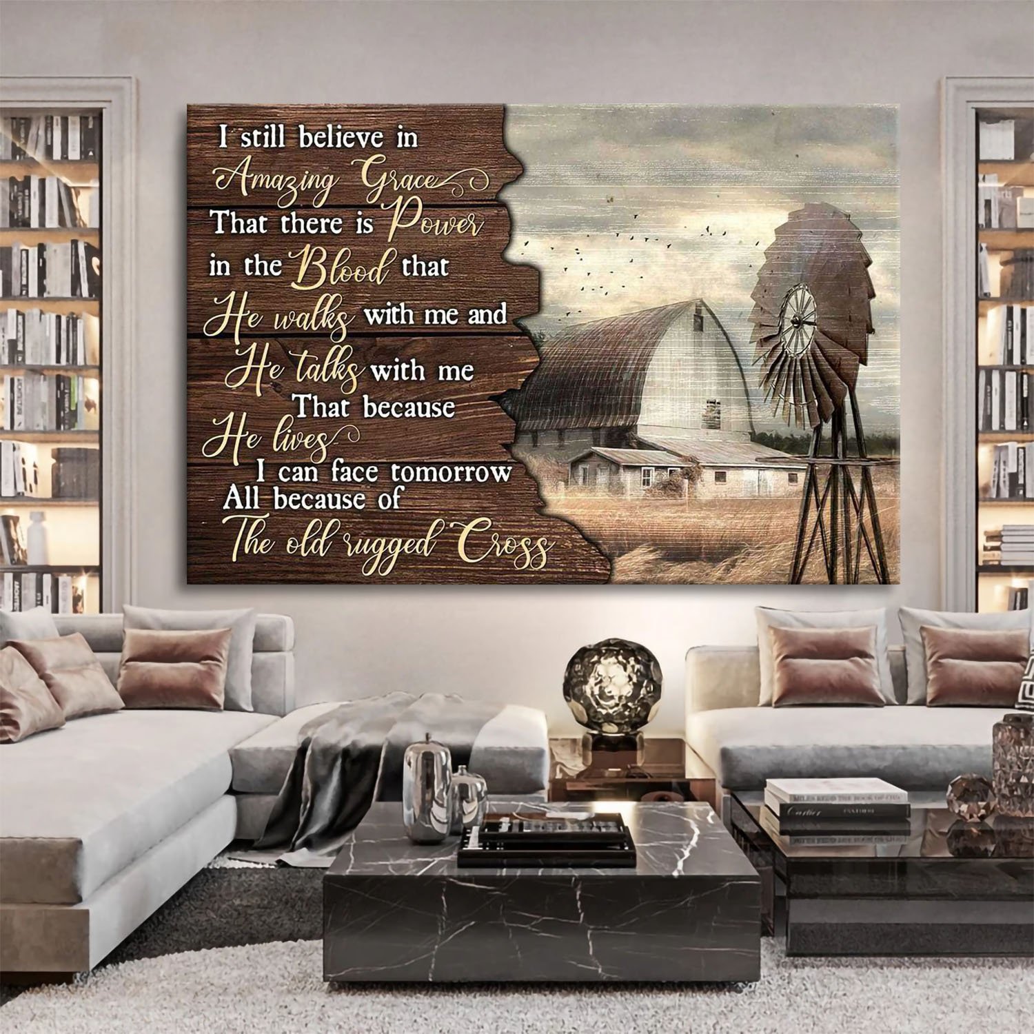 Farmhouse Scene C I Still Believe In Amazing Grace  Canvas Wall Art