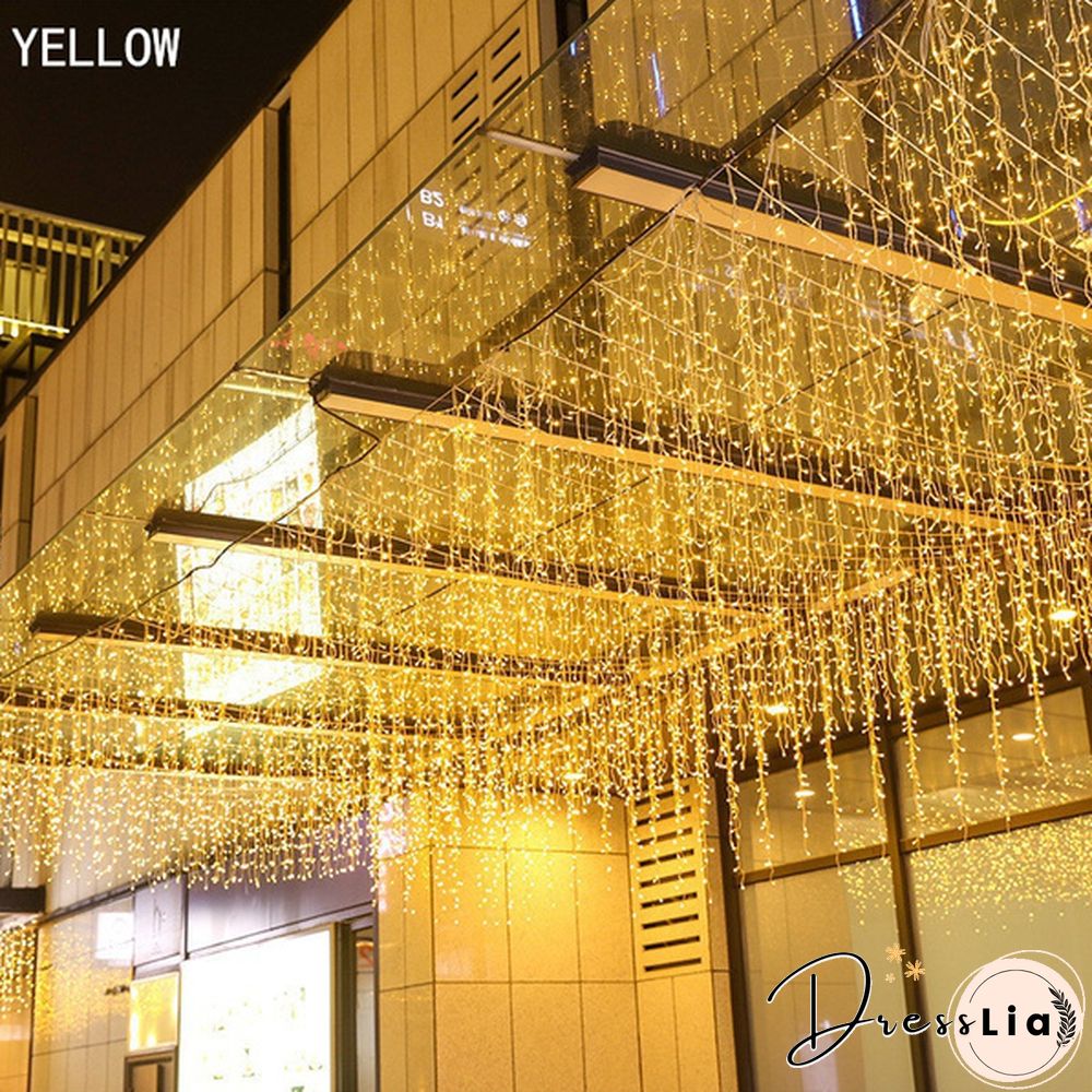 5M Christmas LED Curtain Icicle String Lights Droop 0.4-0.6m AC 110V/220V Garden Street Outdoor Decorative Holiday Light