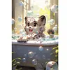 Diamond Painting -DIY Full Square Drill Bubbles and White Tiger(40x60cm)