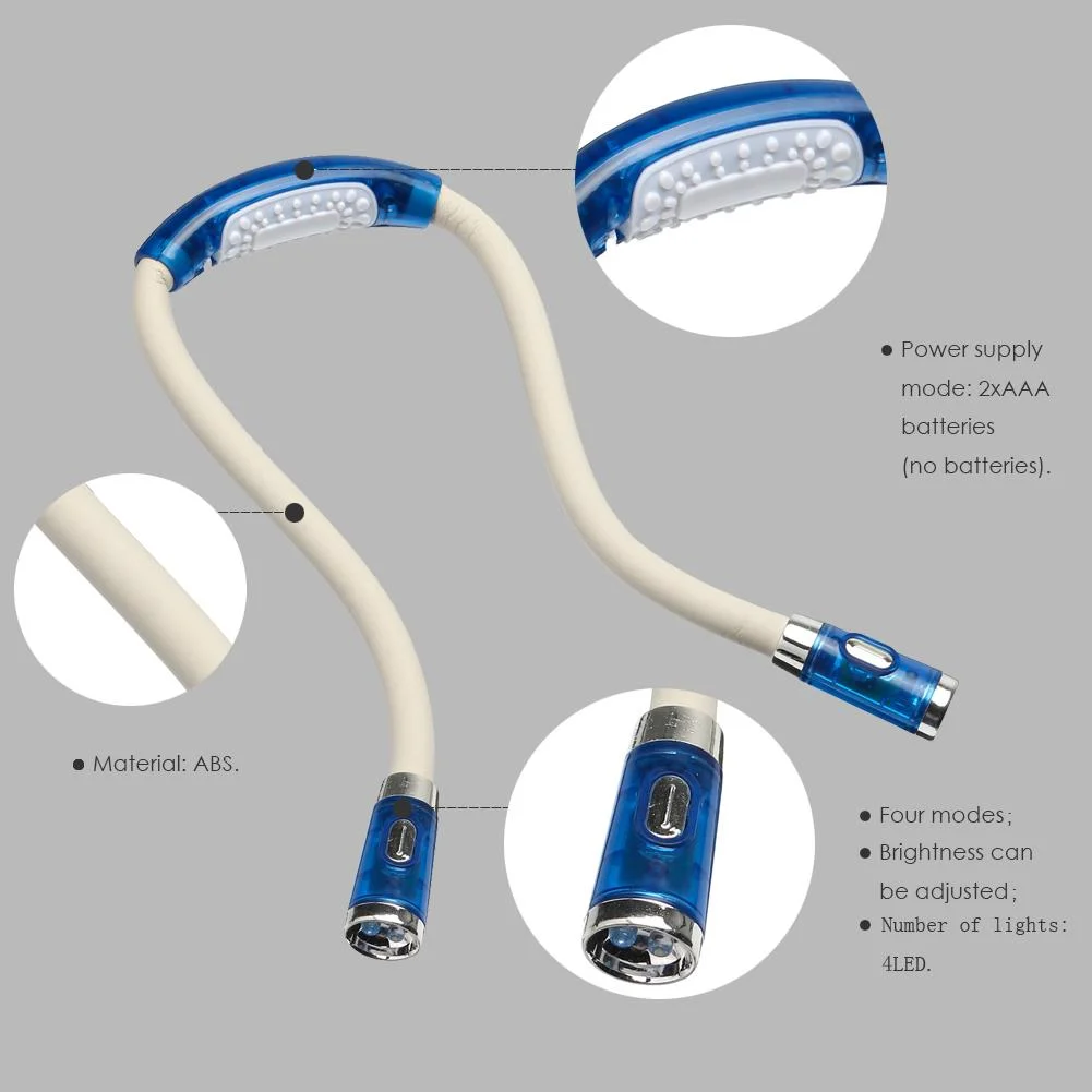 LED Flexible Handsfree Hug Neck Reading Book Light Torch Flashlight (Blue)