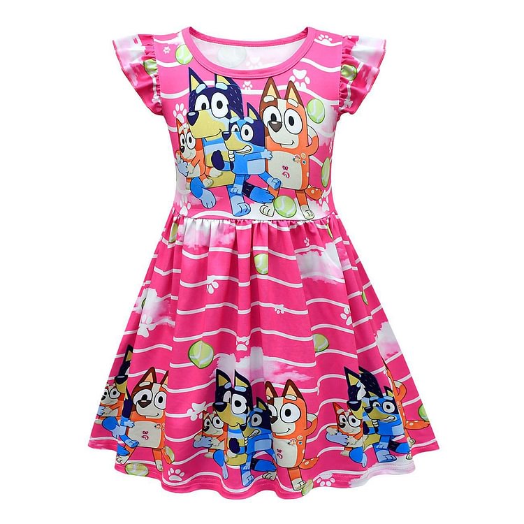 Summer children's doll skirt bluey Bluey girls dress children's flying sleeve skirt A-line skirt 80466-Mayoulove