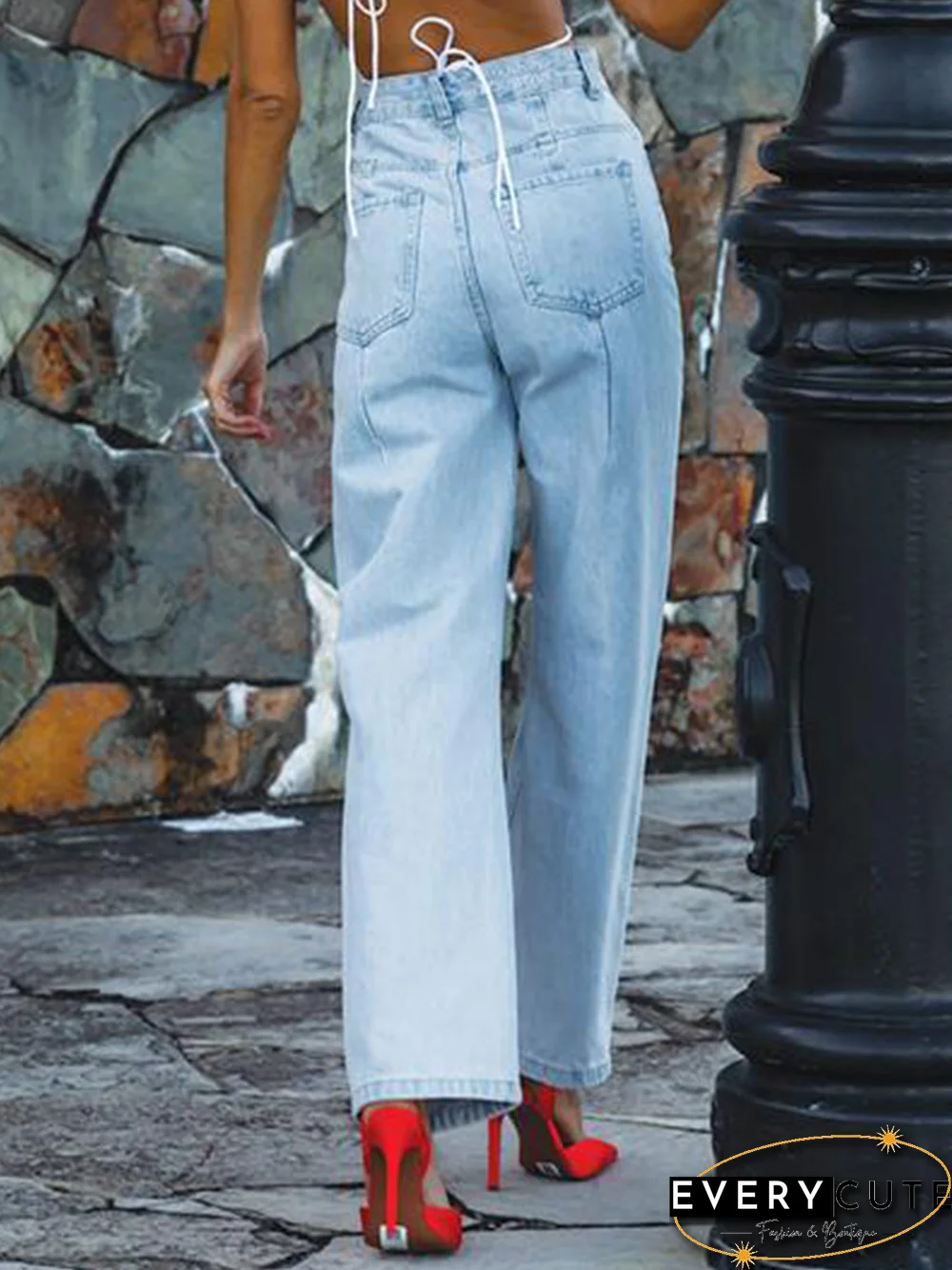 women's loose ripped high waist street fashion trendy jeans