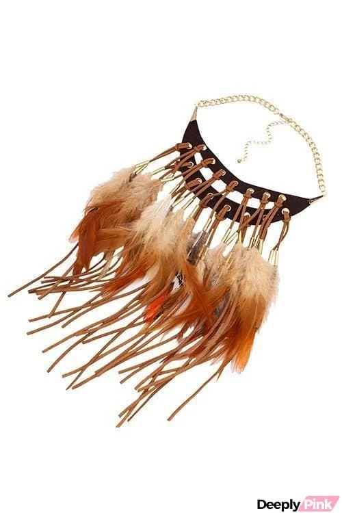 Bohomia Feather Tassels Necklace
