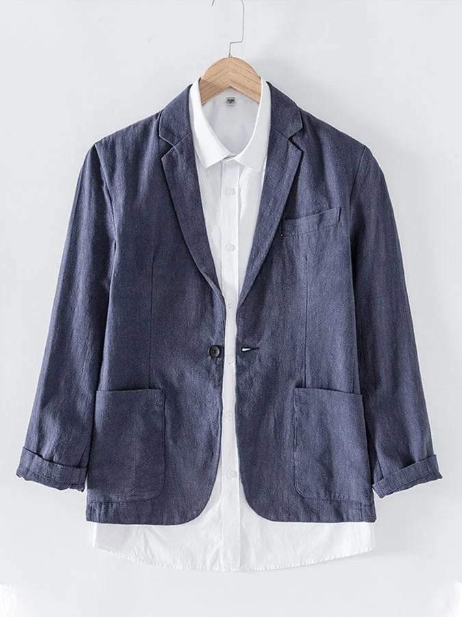 Men's Business Casual Cotton And Linen Suit Jacket 