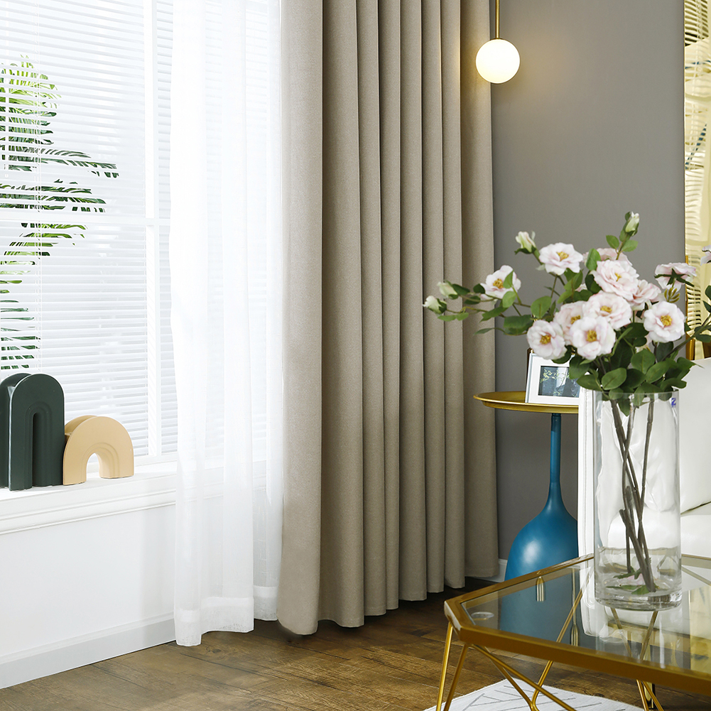 

Solid Linen Blind Panel Fabrics Blackout Curtain for Living Room (1x2m, 501 Original