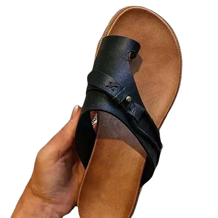 Breakj Breakj Women Wear 2023 New Summer Large-Size Flat Bottom Low And Retro Toe Cool Slippers Women