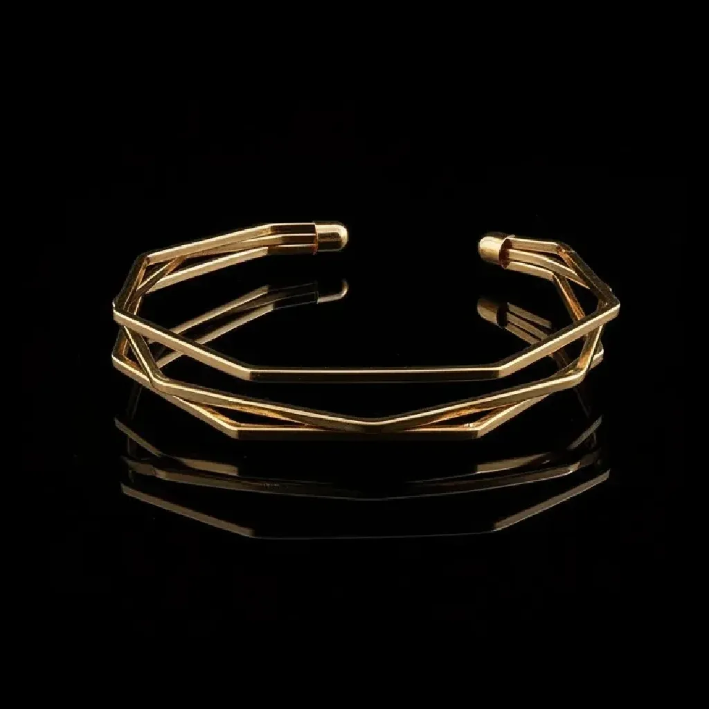 JiStones Architectural Lattice Gold Cuff Bracelet & Earrings | Modern Statement Jewelry