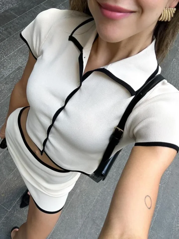 Xinyulin fairy dress short Knit Crop Top Skirts Sets Women Fashion Single Breasted Tops Mini Skirt Female Suit 2024 Summer Beach Lady Apricot Suits