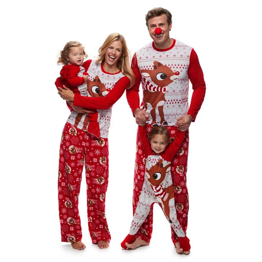 Christmas Fashion Red Deer Family Pajama Set