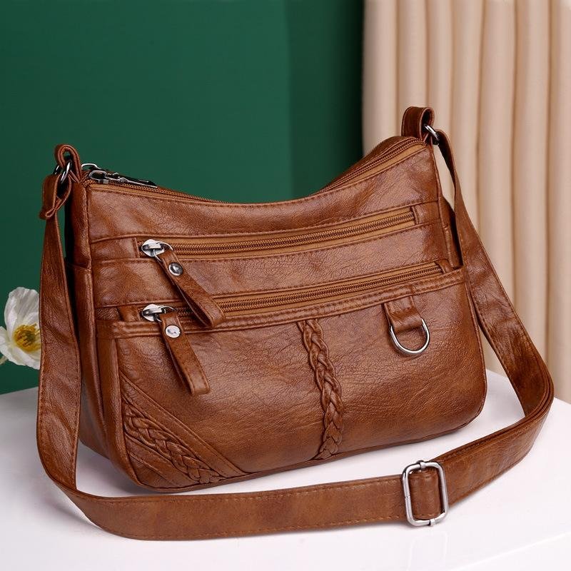 Vintage Washed Leather Utility Crossbody Bag