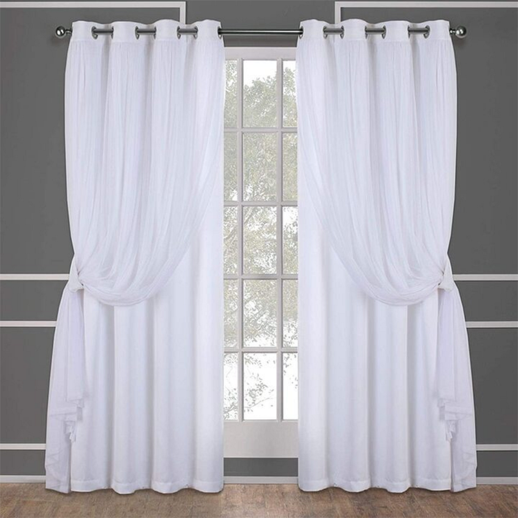 Indoor Winter White Sheer and Solid Blackout Curtains with Grommet Top 1Pcs-ChouChouHome