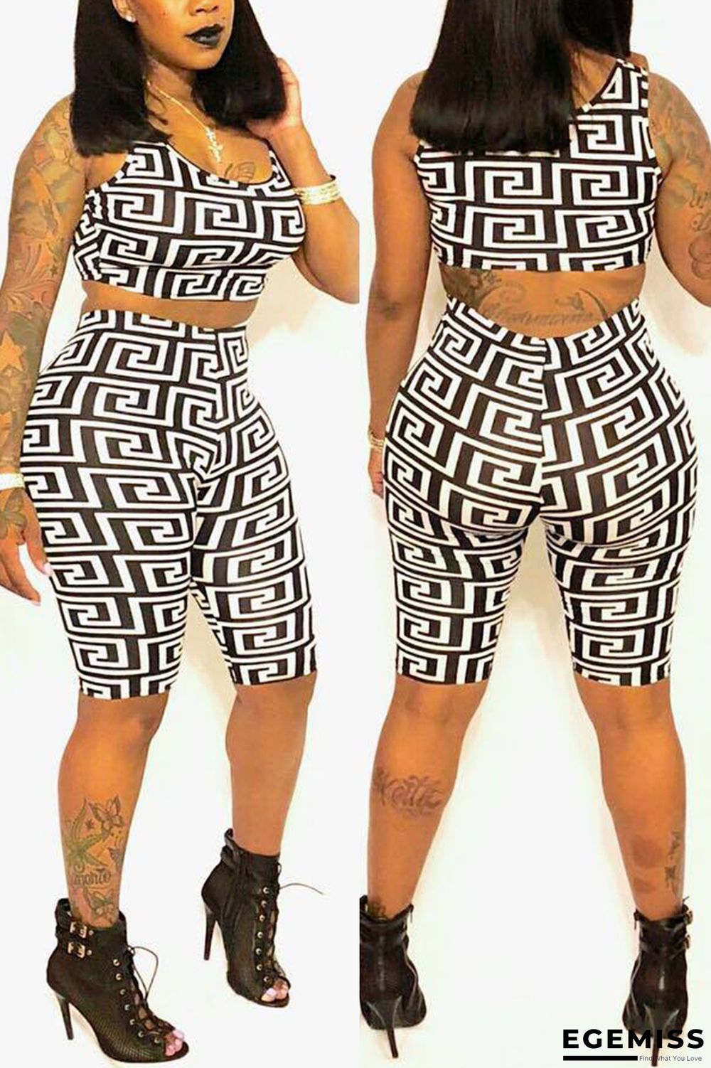 White Sexy Fashion Print Two-piece Set | EGEMISS