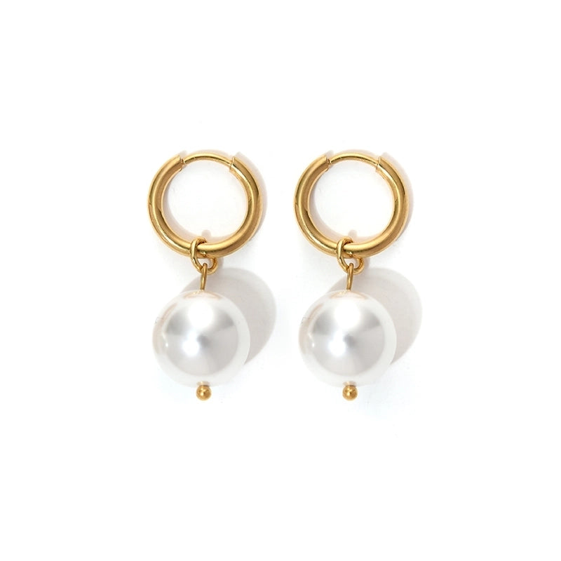 1 Pair Classical Cute Baroque Style Geometric 304 Stainless Steel Imitation Pearl 14K Gold Plated Drop Earrings