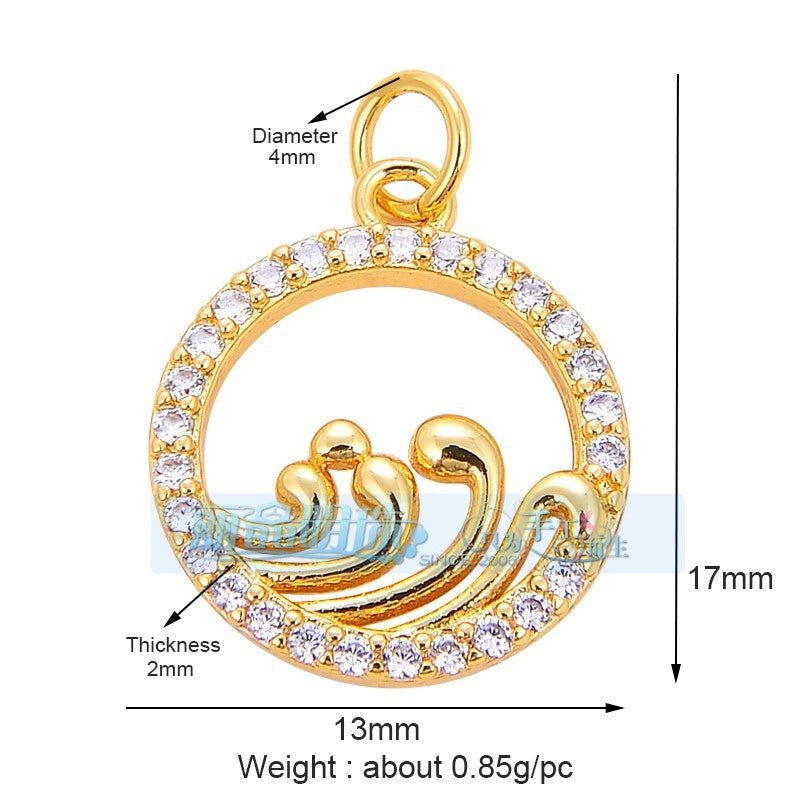 1 Piece 15 * 21mm 18 * 23mm 9*16mm Copper Zircon Sun Star Lightning Pendant Jewelry Accessories