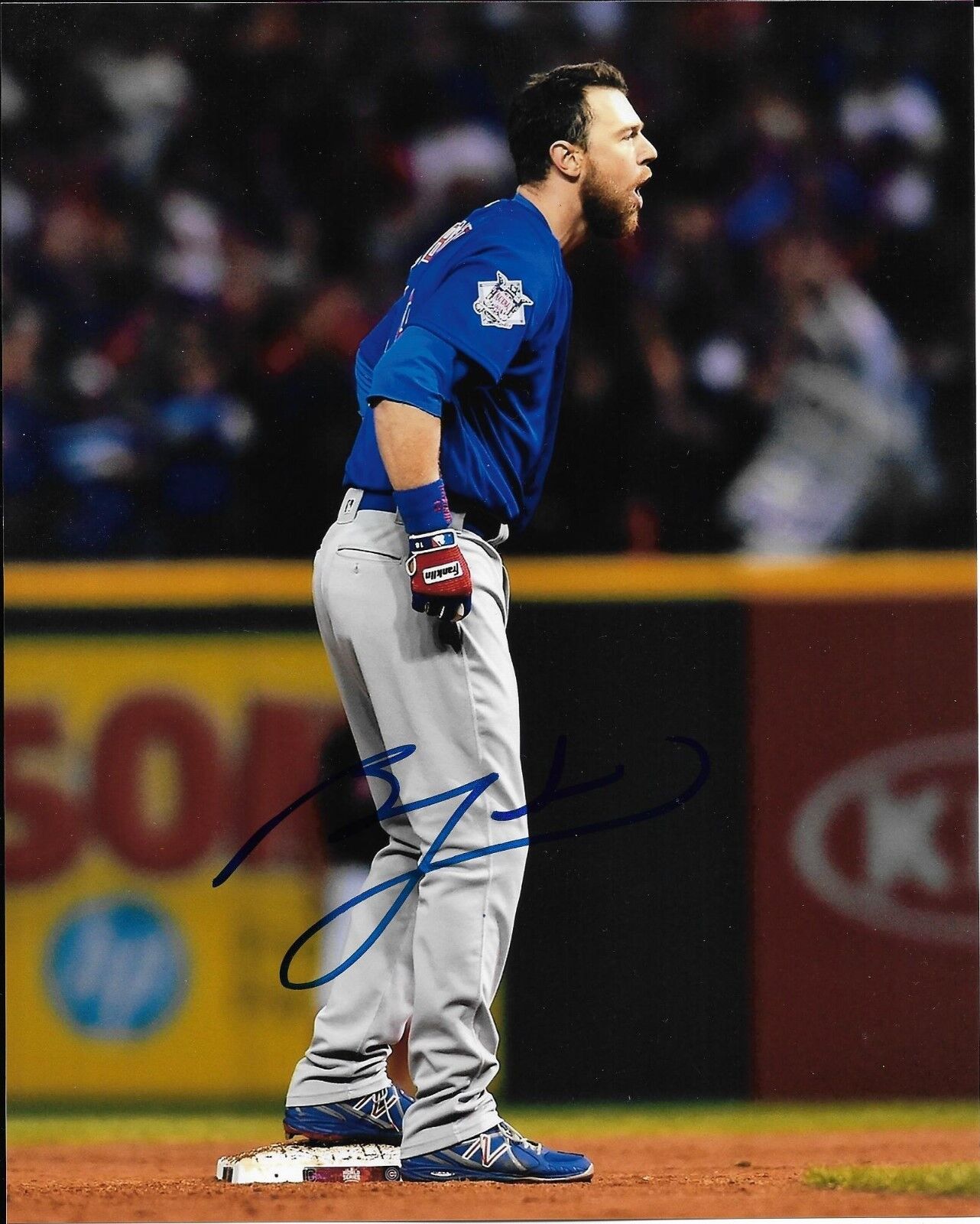 BEN ZOBRIST signed CHICAGO CUBS WORLD SRIES MVP TROPHY 8X10 Photo Poster painting w/COA PROOF
