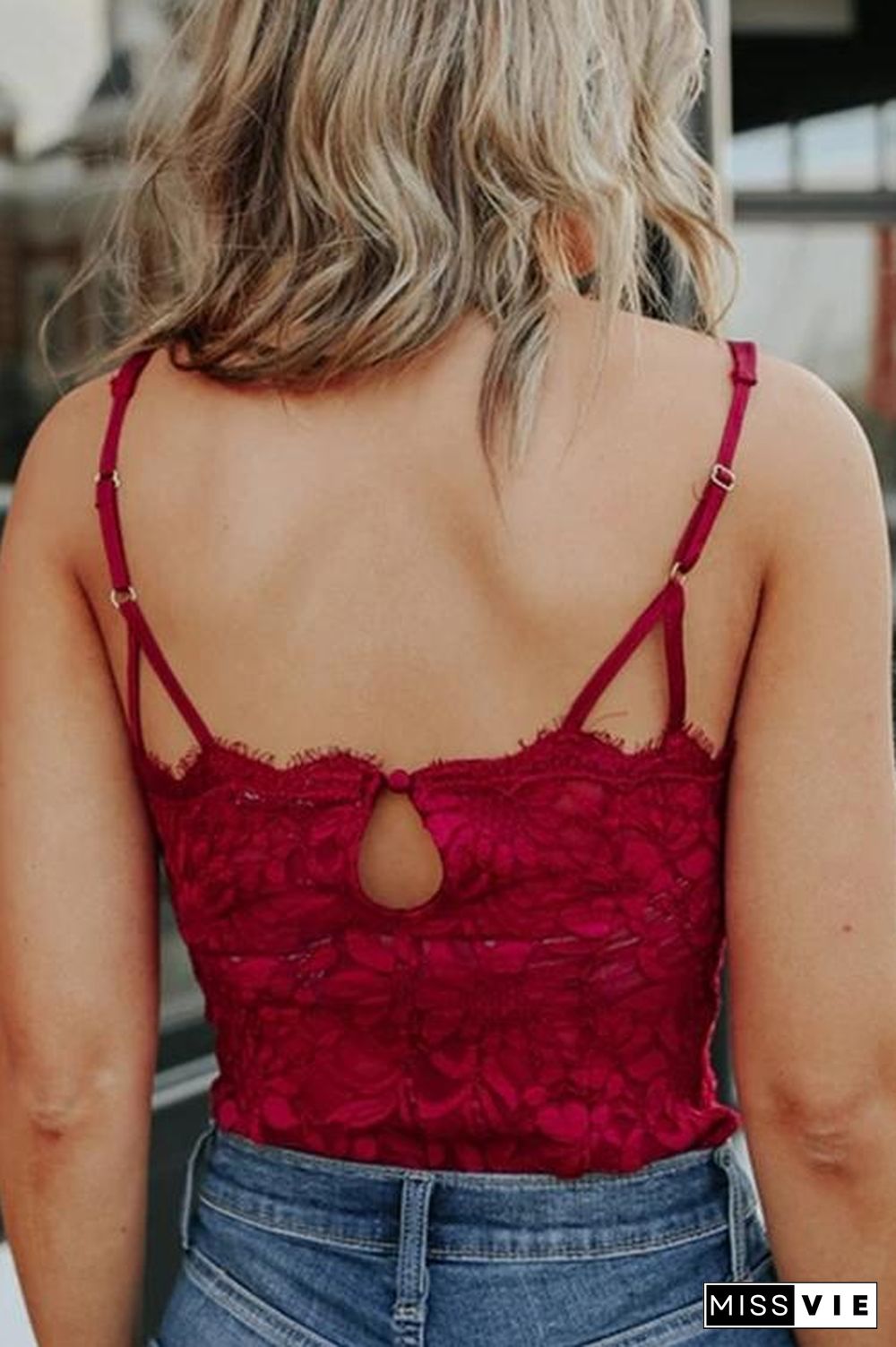 Button Lace Slip Top