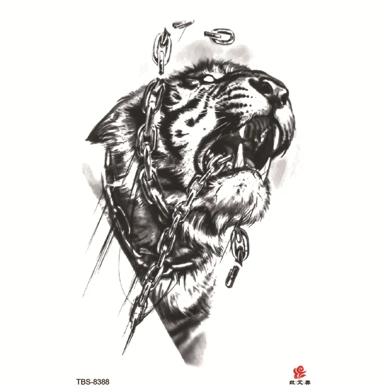 Sdrawing Temporary Tattoo Sticker Forest Lion Tiger Flash Tattoos Women Skeleton Skull Bodi Art Arm Fake Tatoo Men Body Woman