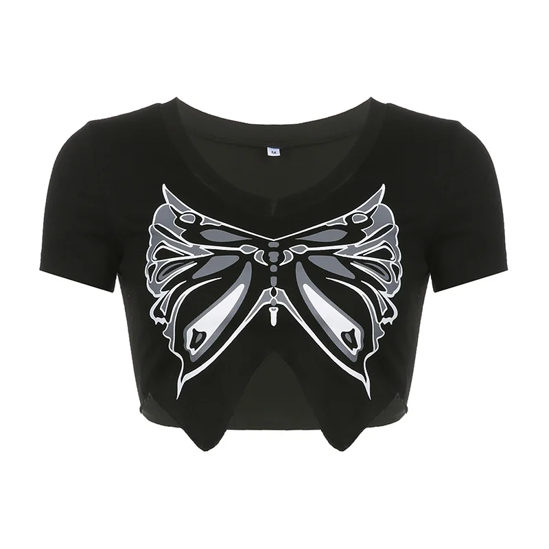 DARK BUTTERFLY IRREGULAR CROP TOP