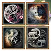(US Only)4pcs Animal Printed Cross Stitch Kit 40x40cm DIY 11CT Thread Art Needlework