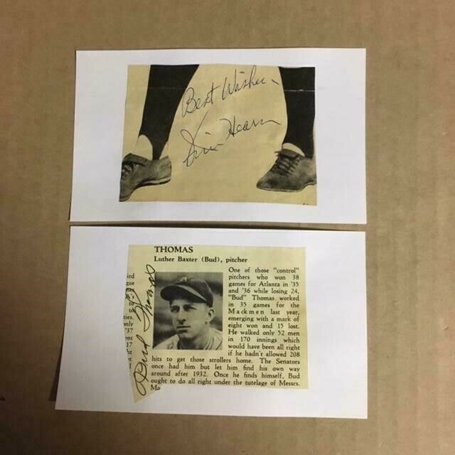 Bud Thomas 1932 Vintage Signed Baseball Photo Poster painting /Mounted Index Card JSA Precert**