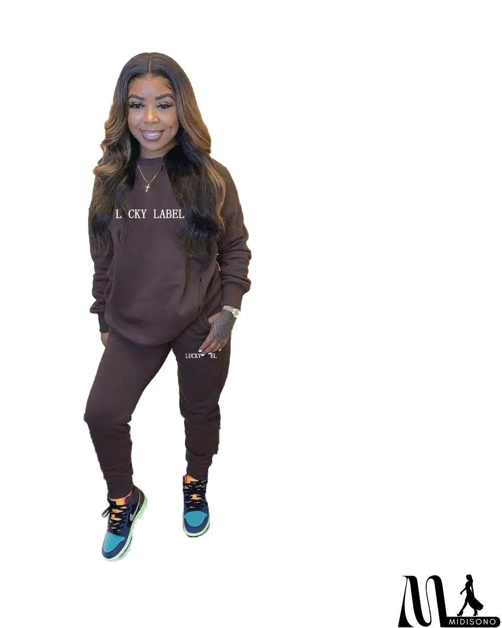 MidiSono - Fashion Letter Embroidery Casual Sweatshirts And Pants Two Piece Set