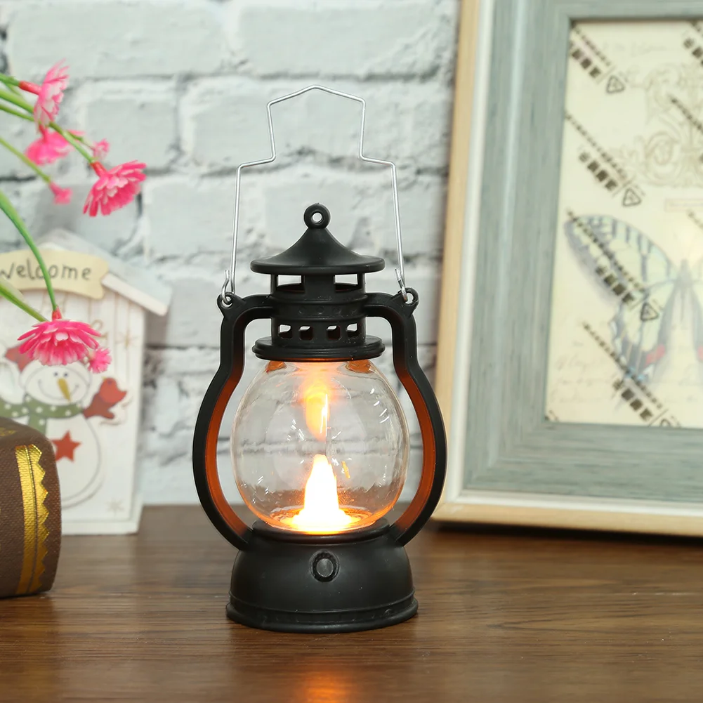 Retro Classic Kerosene Lamp Portable LED Lantern Lights Antique Decor (A)