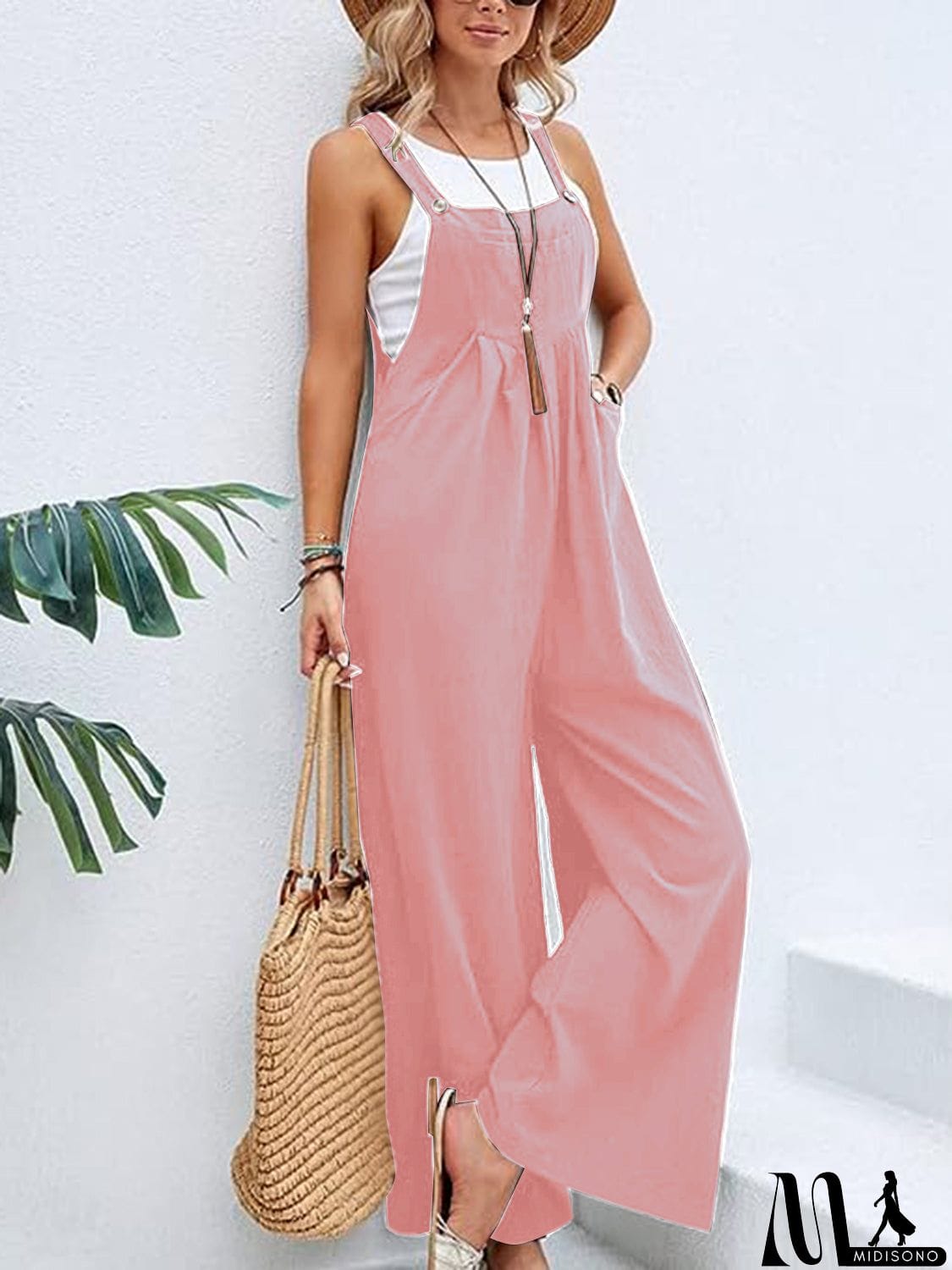 MidiSono - Full Size Wide Leg Overalls with Pockets