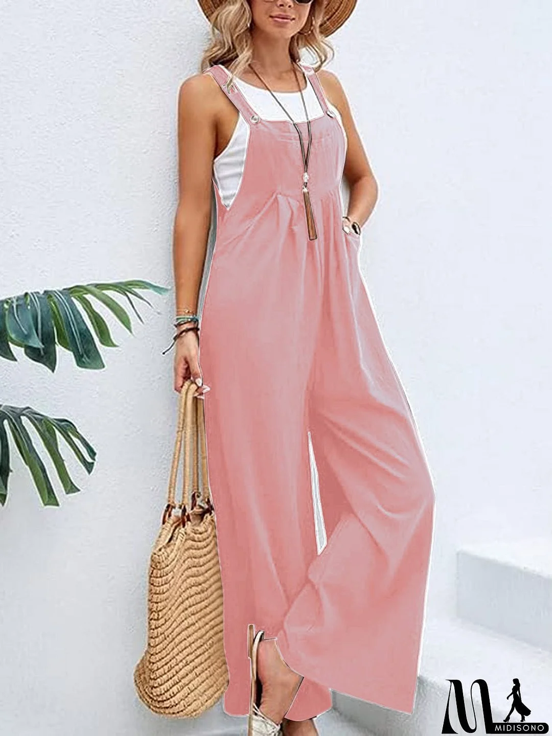 MidiSono - Full Size Wide Leg Overalls with Pockets