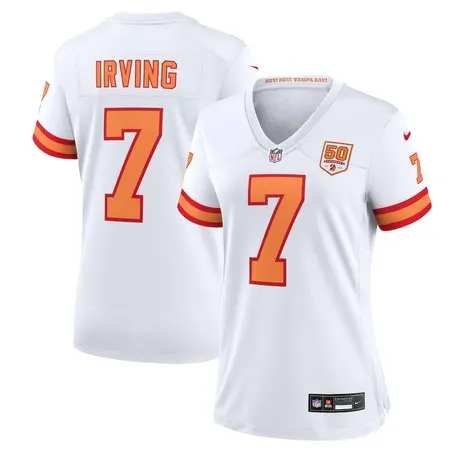 Women's '76 Tampa Bay Buccaneers #7 Bucky Irving  White 50th Season Game Jersey