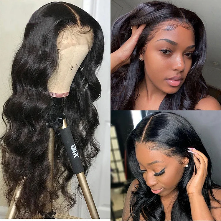 Body Wave Natural Color Full Frontal Lace Wigs For Women