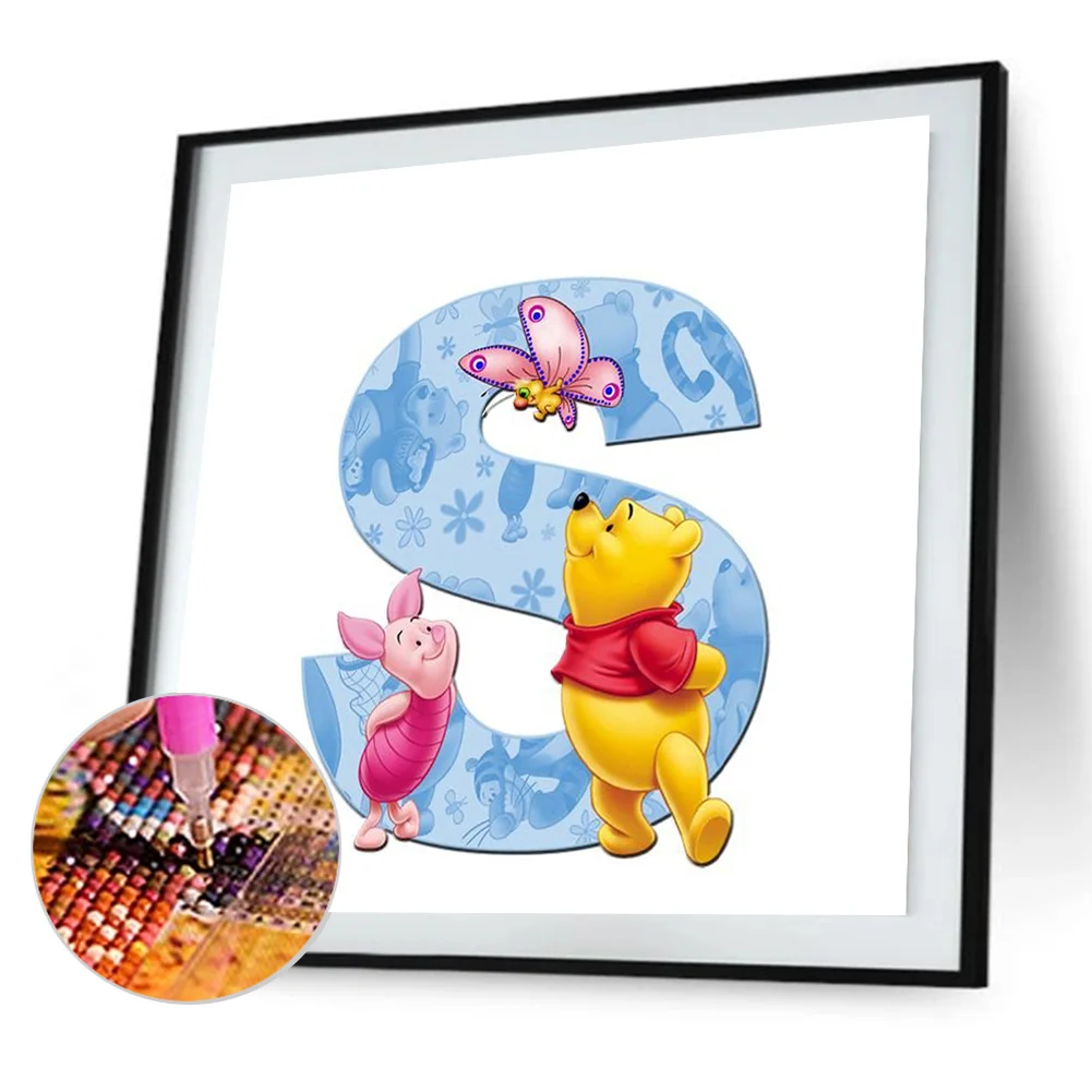 Full Round Diamond Painting 30*30cm - Letter S Winnie The Pooh