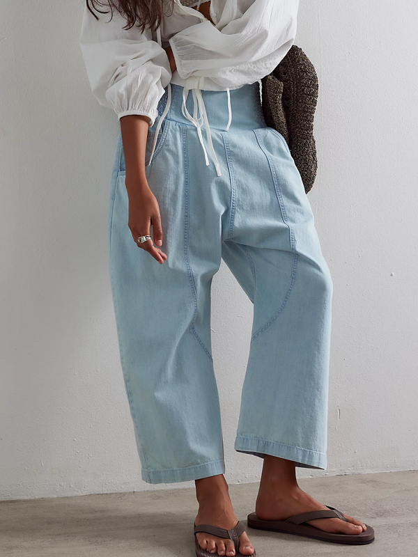 Casual Comfort Cropped Harem Jeans tjj Shicloths
