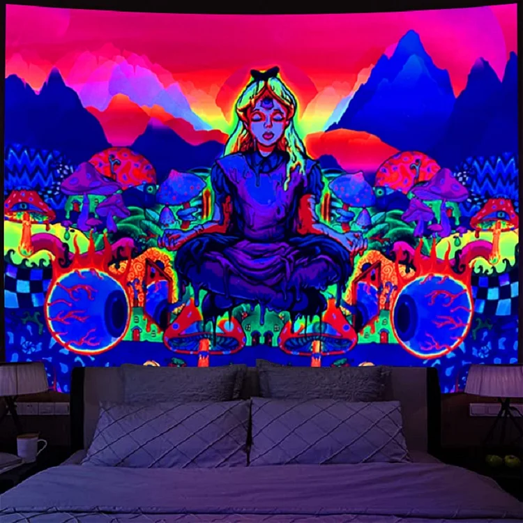 Fluorescent Tapestry Wonderland Wall Hanging Luminous Bedroom Tapestries