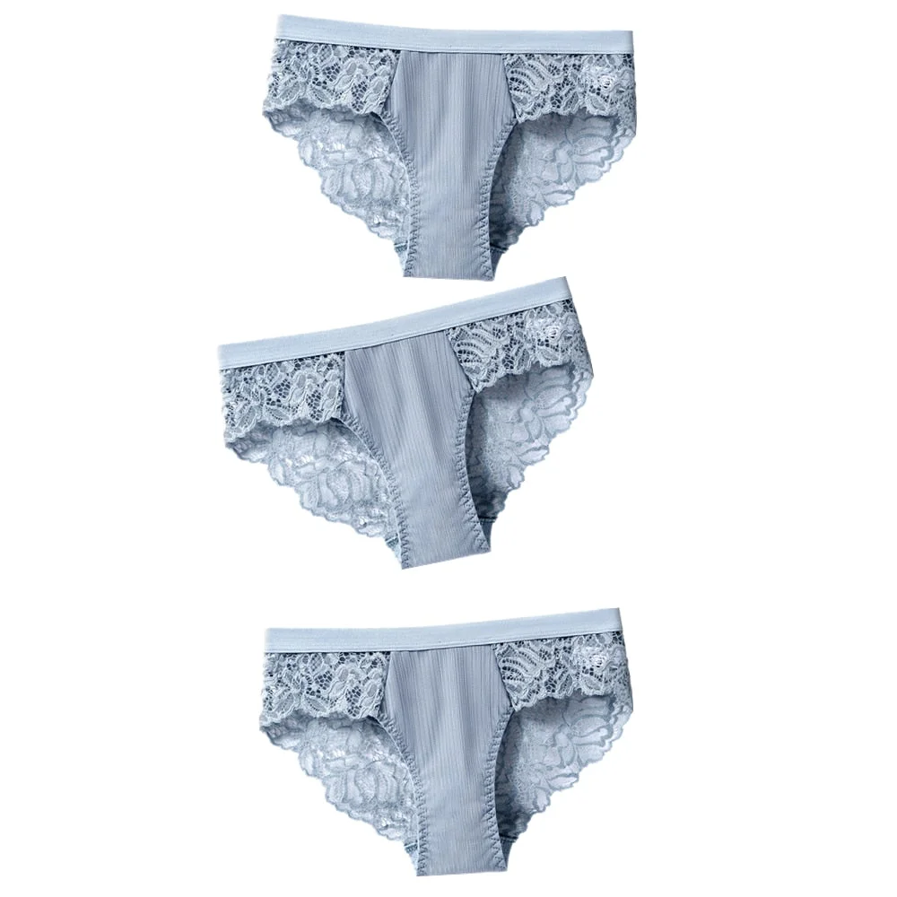 3pcs/lot Fashion Lace Panties Underwear Women Panties Sexy Briefs Seamless Lingerie Underpants Plus Size Girls Bikini Traceless