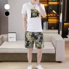 Men's Two-Piece Outfits Bear Letter Print T-Shirt & Shorts