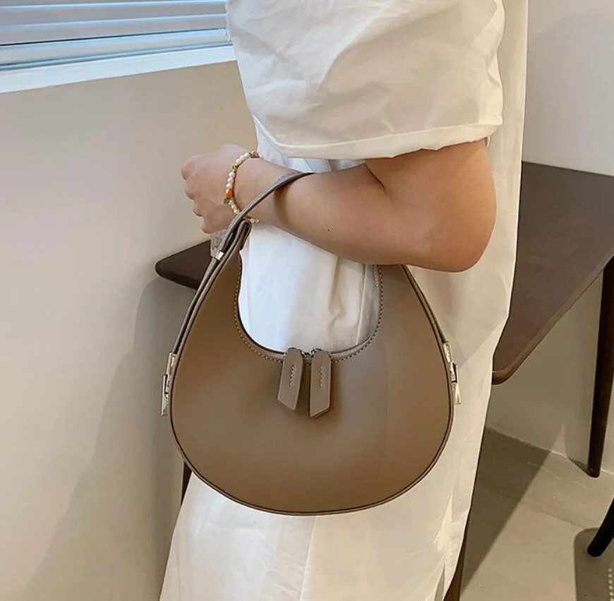 Half Moon Design PU Leather Small Underarm Shoulder Bags 2021 New Women Brand Luxury Fashion Lady Party Handbags and Purses