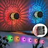 Solar Elegant Flower Wall Lights Waterproof Decorative Pathway Light 7-Color Changing Metal Projector Lamps for Backyards/Patio/Porch