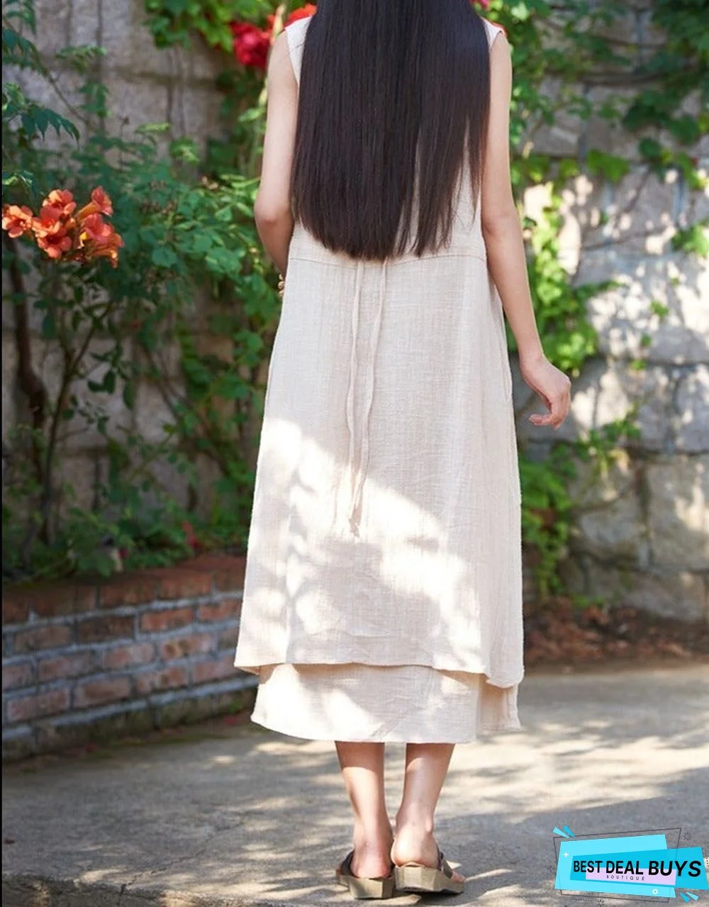 Bohemian Holiday Stitching Dress White Dresses